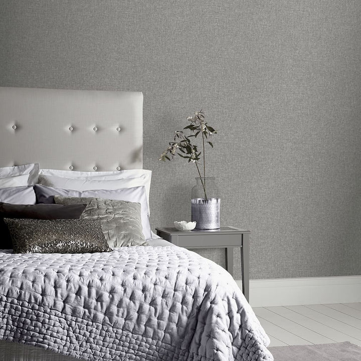 Arthouse Linen Texture Mid Grey Wallpaper - 676007