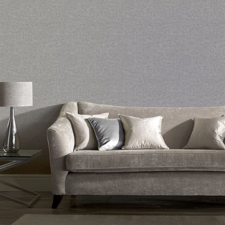 Arthouse Linen Texture Mid Grey Wallpaper - 676007