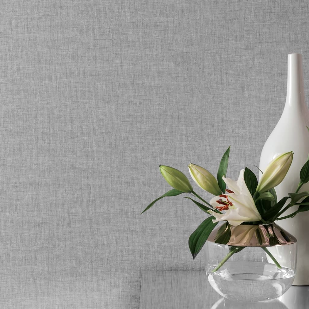 Arthouse Linen Texture Mid Grey Wallpaper - 676007