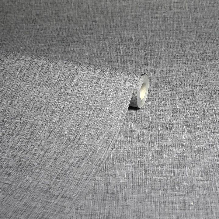 Arthouse Linen Texture Mid Grey Wallpaper - 676007
