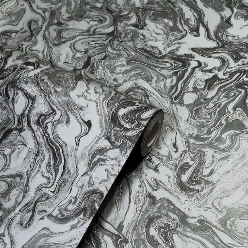 Arthouse Liquid Marble Charcoal Wallpaper - 693903