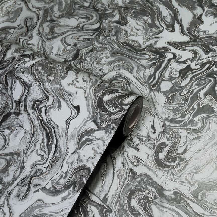 Arthouse Liquid Marble Charcoal Wallpaper - 693903