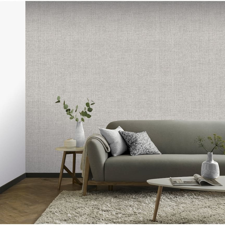 - Arthouse Luxe Hessian Mid Grey Wallpaper - 295400 - Decor Warehouse