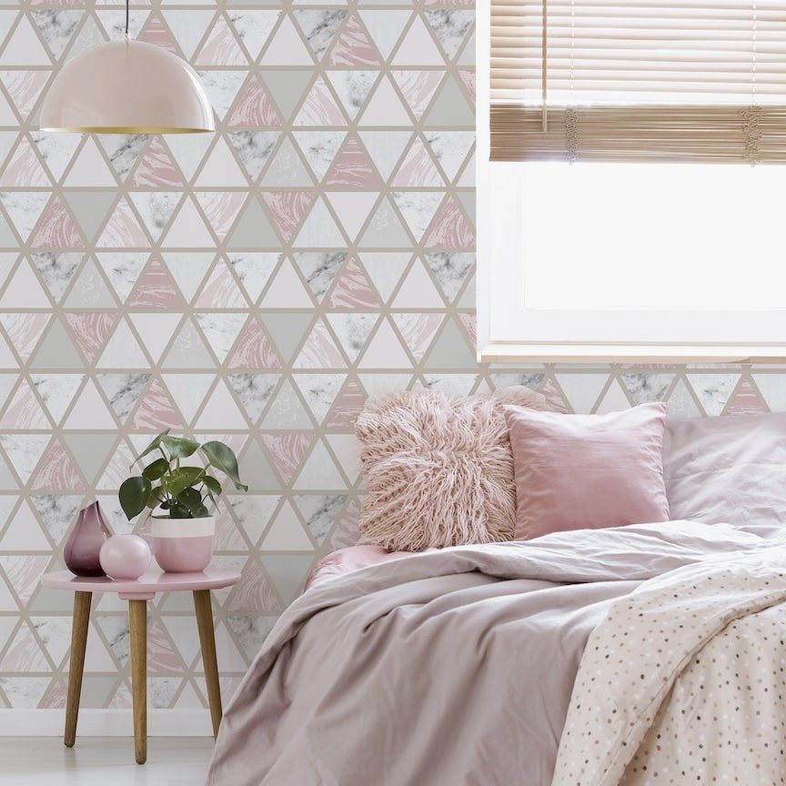 - Arthouse Marble Geo Pink Multi Wallpaper - 692205 - Decor Warehouse