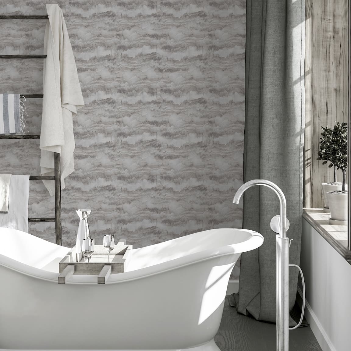 - Arthouse Painted Canvas Grey Wallpaper - 921605 - Decor Warehouse