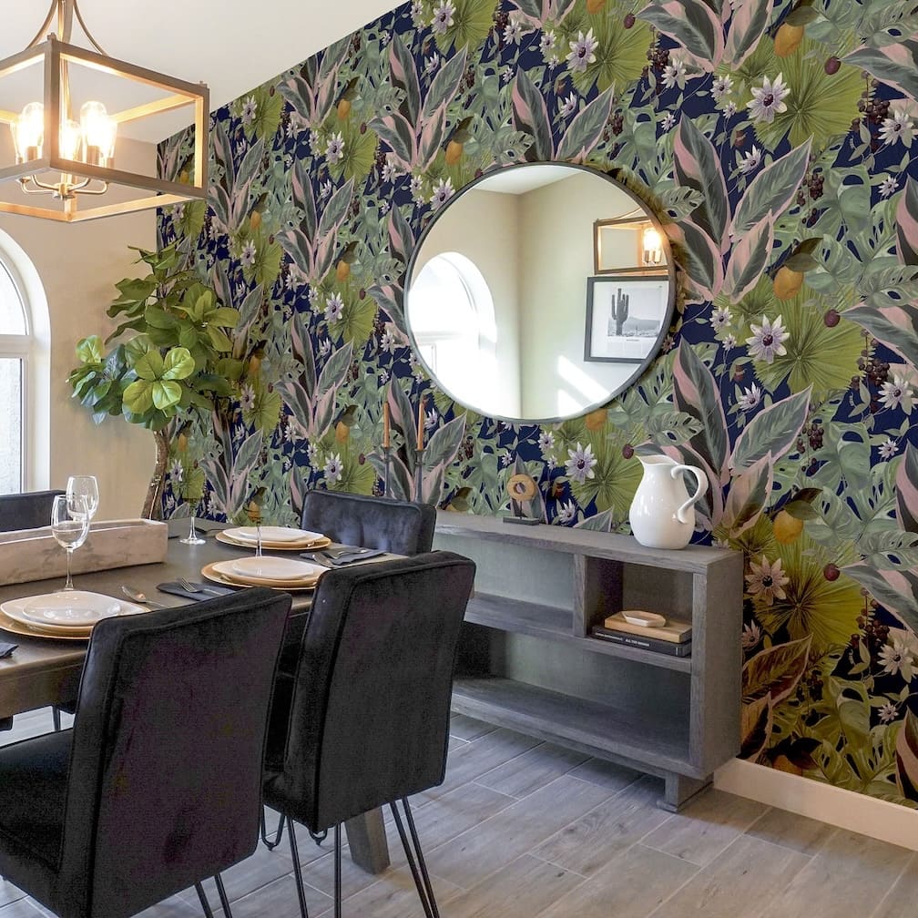 Arthouse Passion Flower Navy Wallpaper - 921703