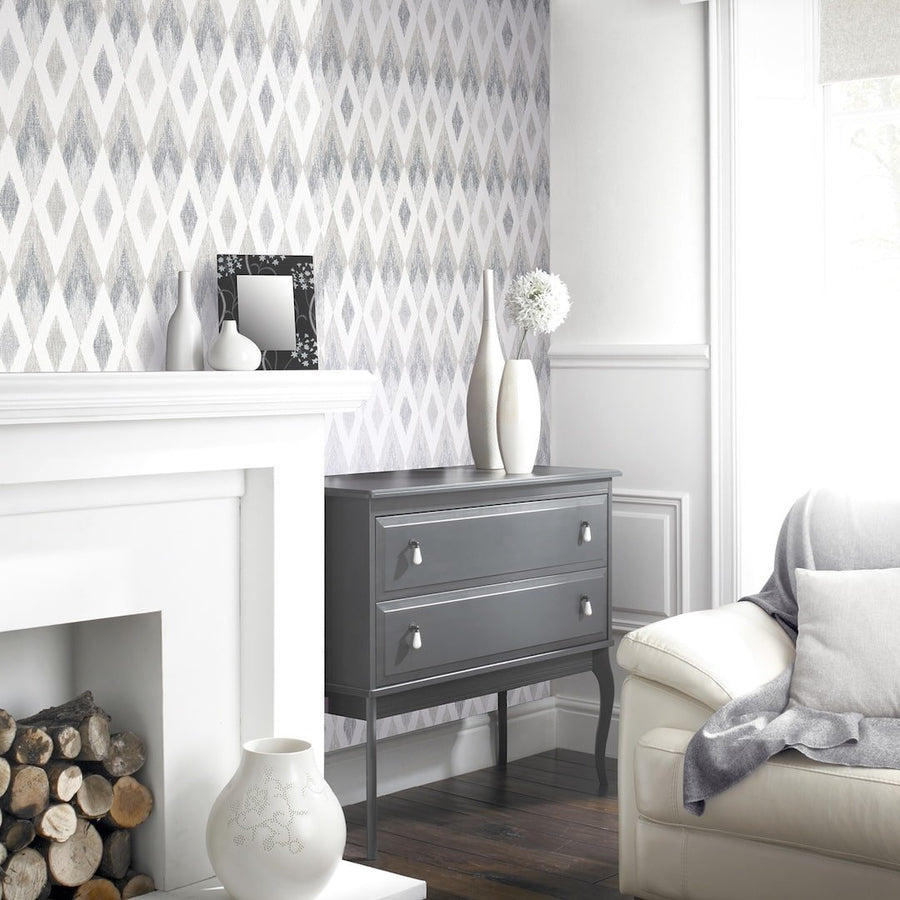 - Arthouse Scandi Diamond Silver Wallpaper - 297200 - Decor Warehouse