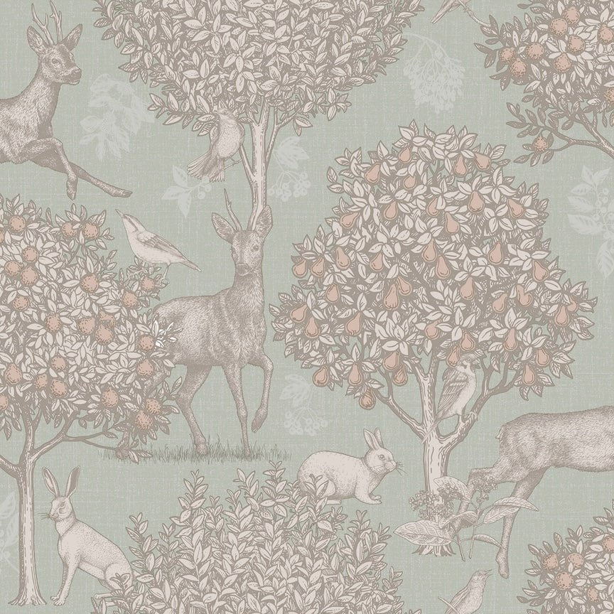 Arthouse Woodland Scene Sage Green Wallpaper - 924606