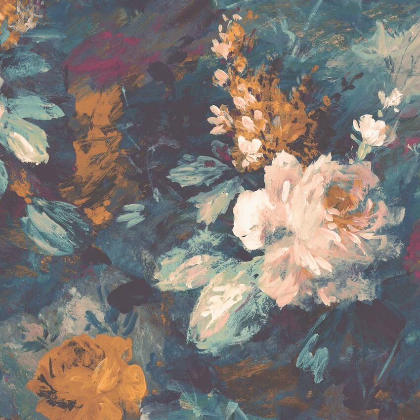 - Ava Marika Teal / Orange Wallpaper - WM - 101 - Decor Warehouse