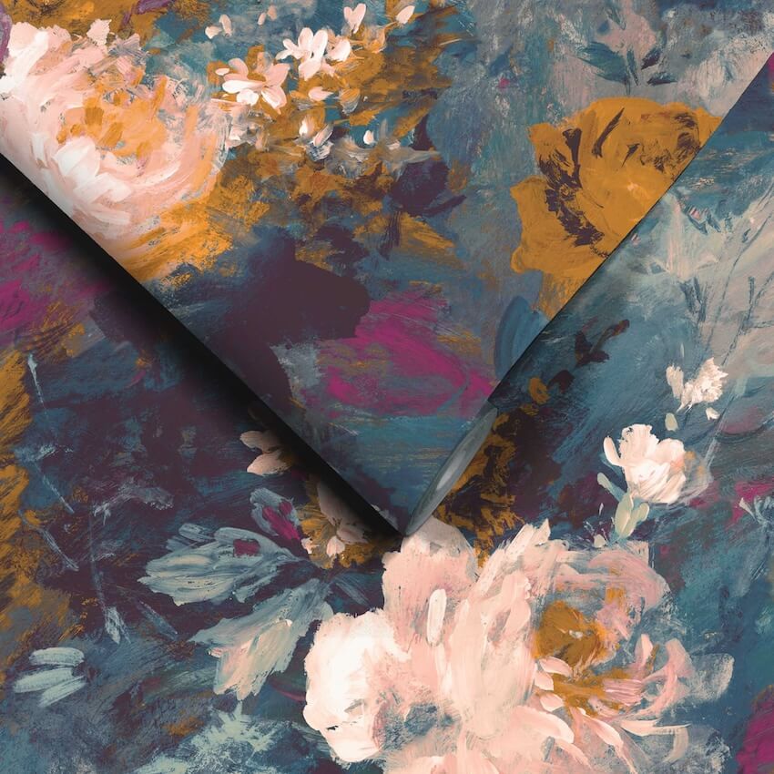 - Ava Marika Teal / Orange Wallpaper - WM - 101 - Decor Warehouse