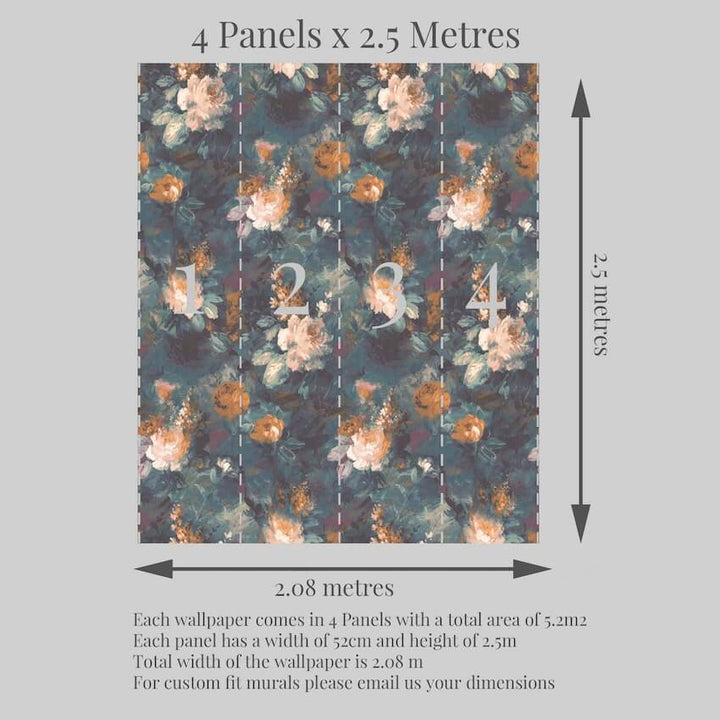 - Ava Marika Teal / Orange Wallpaper - WM - 101 - Decor Warehouse