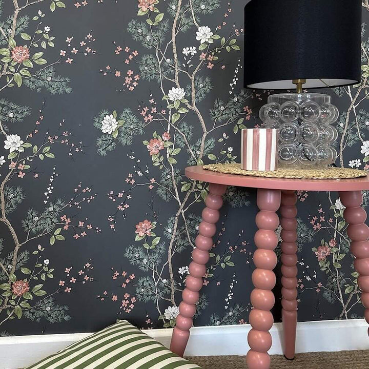 Belgravia Bridget Floral Charcoal Wallpaper hallway room - 751