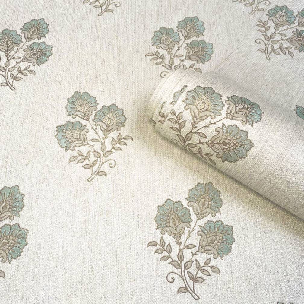 Belgravia Carlotta Green Floral Motif Wallpaper
