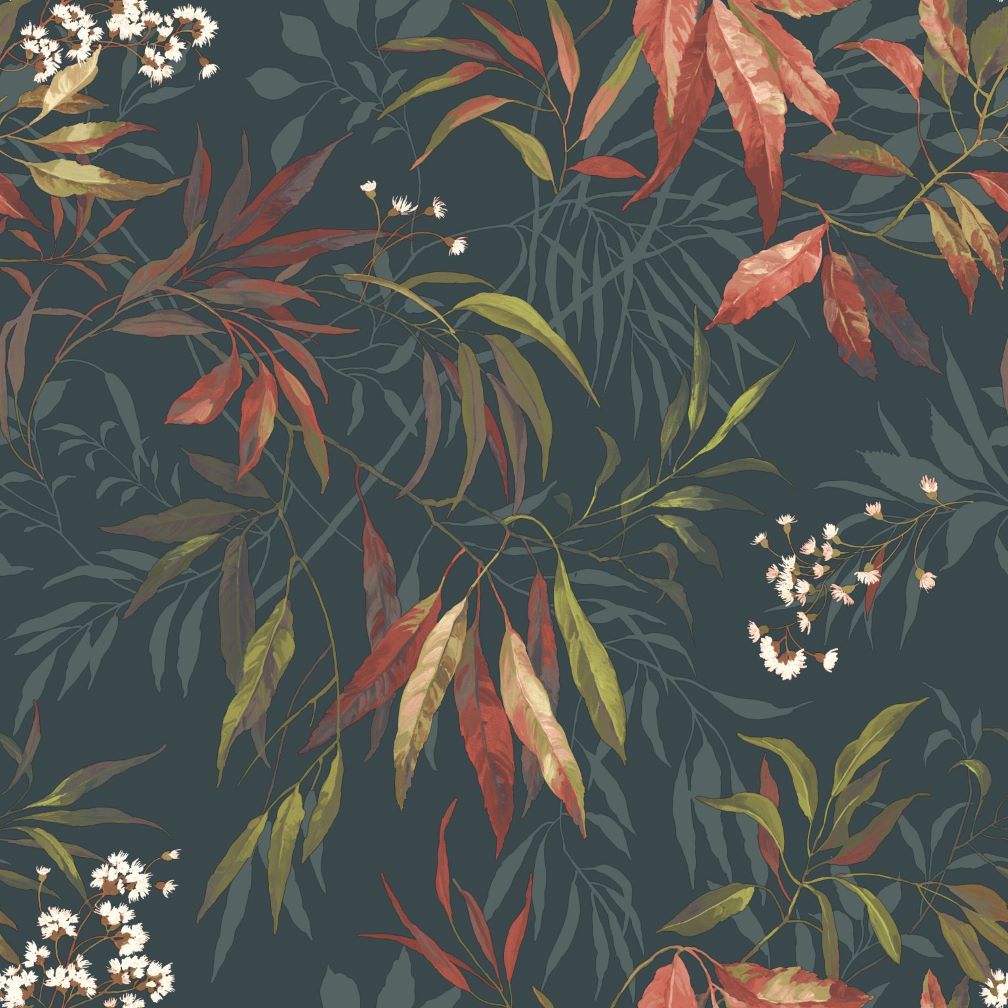 Belgravia Kanata Russet Dark Blue Wallpaper - 2339