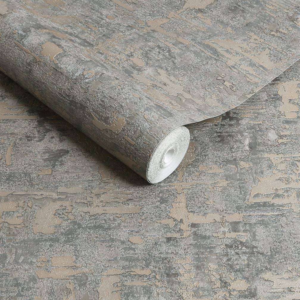 Boutique Ornamental Texture Steel/Gold Wallpaper - 128799
