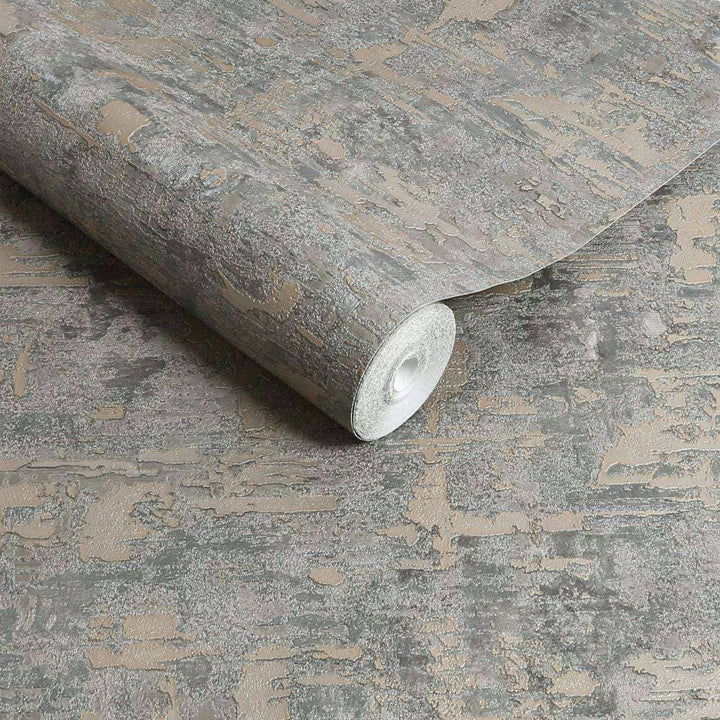 Boutique Ornamental Texture Steel/Gold Wallpaper - 128799