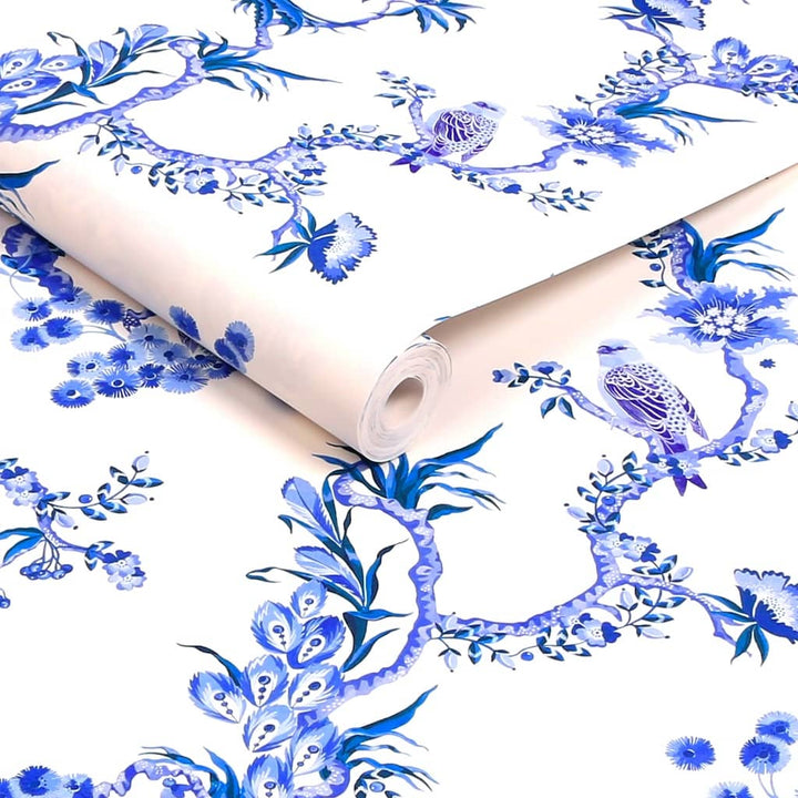 - Cath Kidston Birds & Berries Blue Wallpaper - 131425 - Decor Warehouse