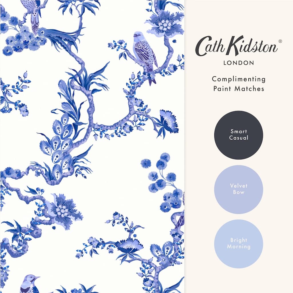 - Cath Kidston Birds & Berries Blue Wallpaper - 131425 - Decor Warehouse