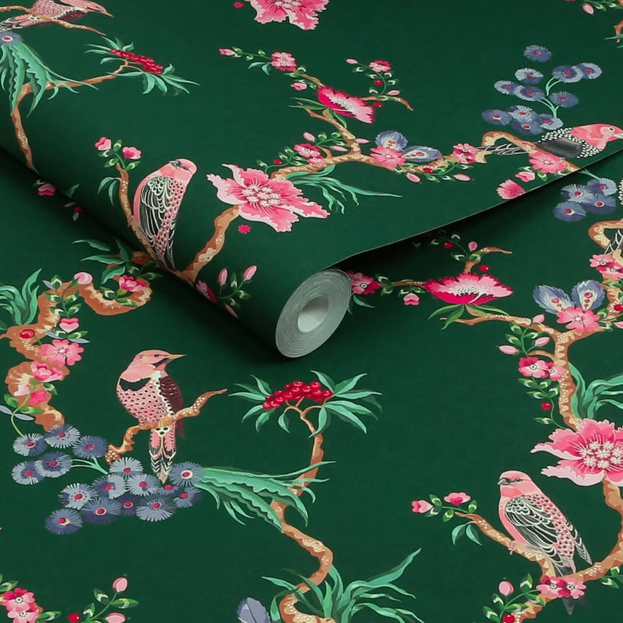 - Cath Kidston Birds & Berries Emerald Wallpaper - 131428 - Decor Warehouse