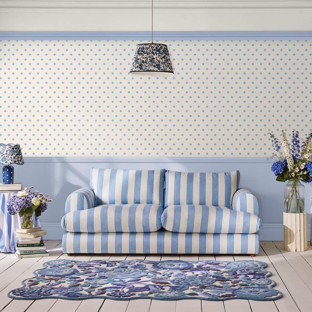 - Cath Kidston Button Spot Blue Wallpaper - 125522 - Decor Warehouse