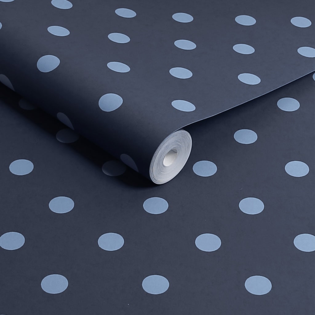 - Cath Kidston Button Spot Navy Wallpaper - 125523 - Decor Warehouse