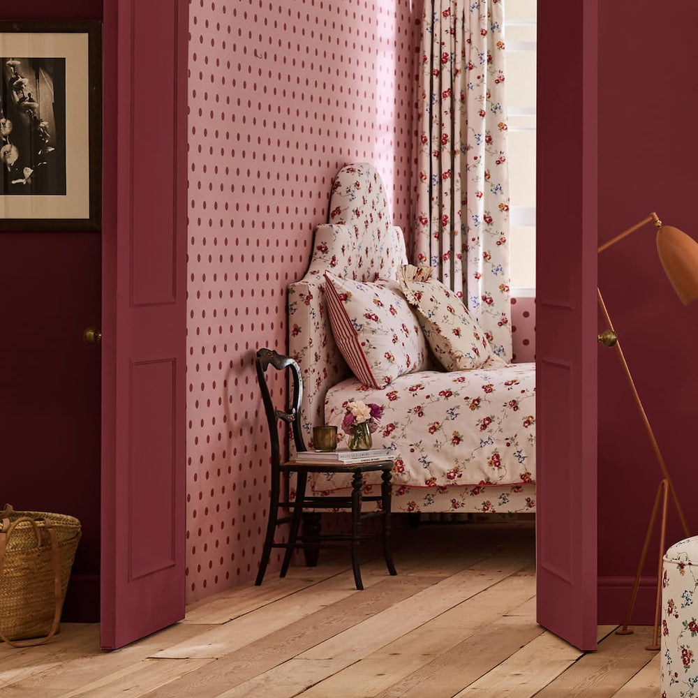 - Cath Kidston Button Spot Pink & Red Wallpaper - 125521 - Decor Warehouse