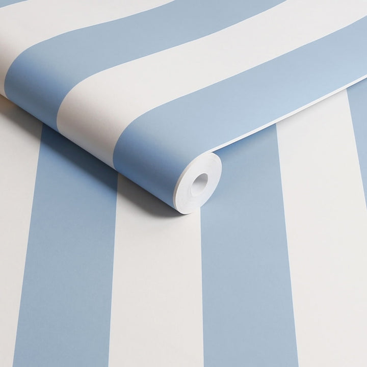 - Cath Kidston Canopy Stripe Blue Wallpaper - 125517 - Decor Warehouse