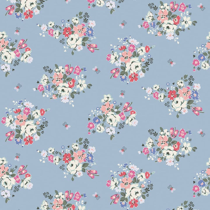 - Cath Kidston Clifton Floral Blue Wallpaper - 125507 - Decor Warehouse