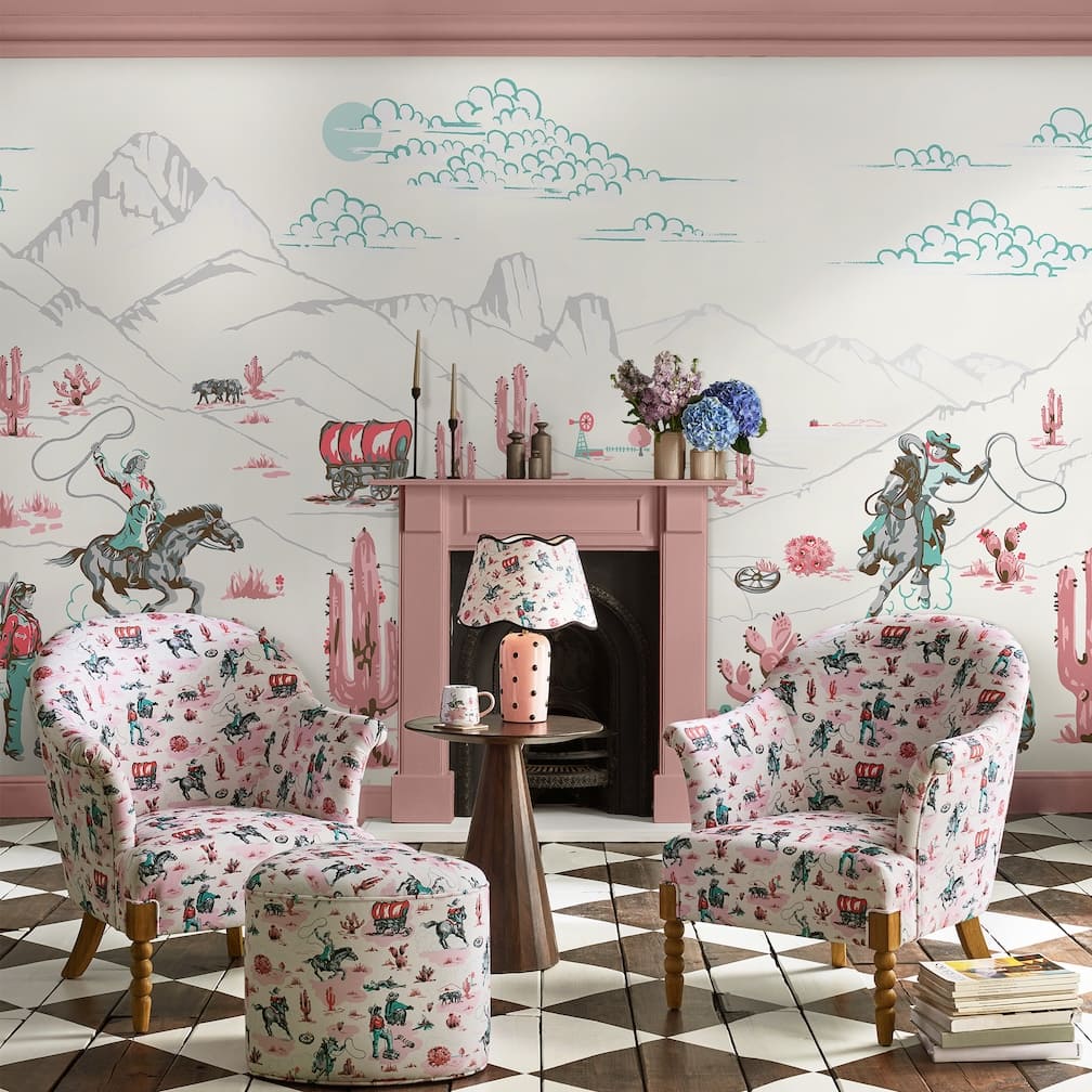 Cath Kidston Cowgirls Pink Wall Mural - 127727M