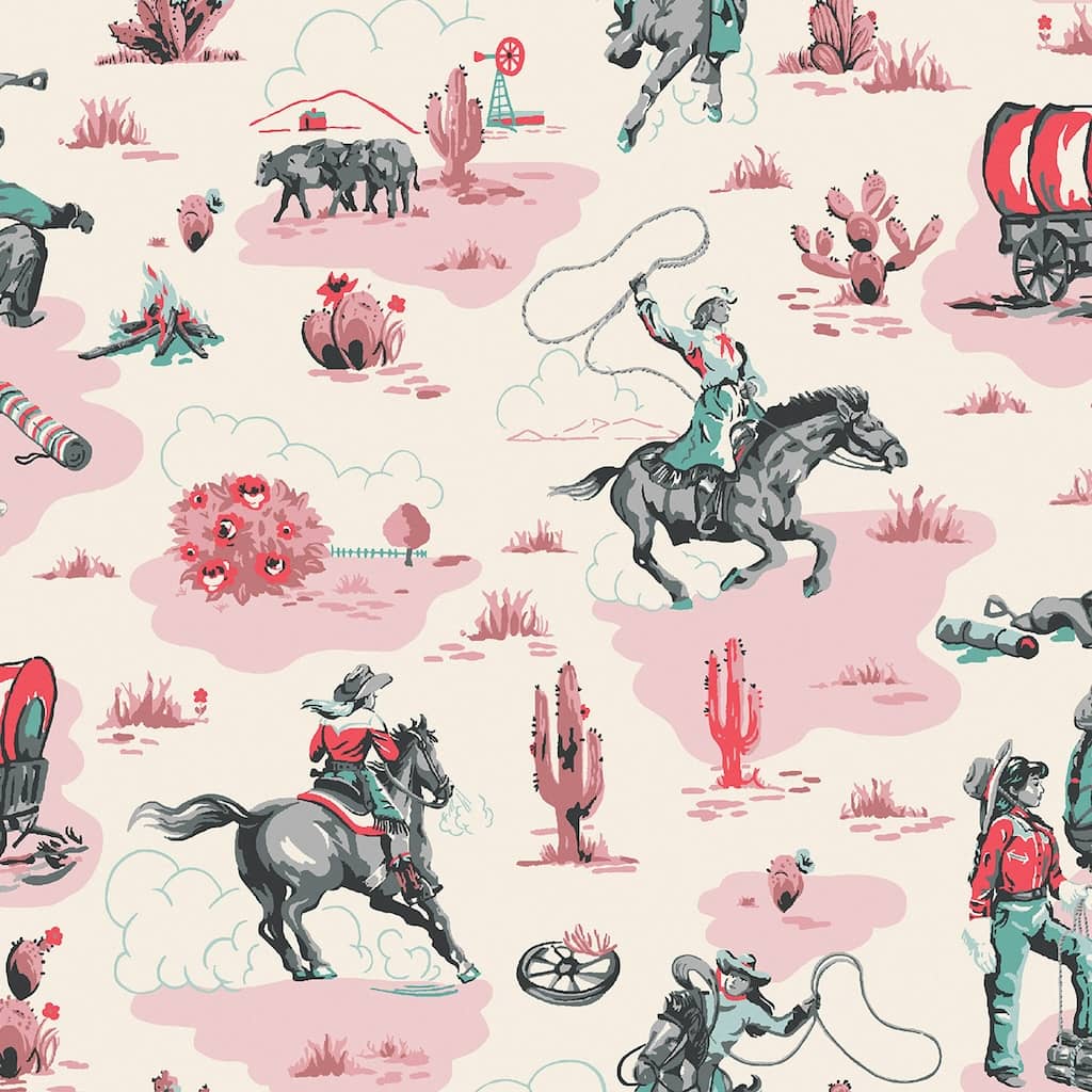 - Cath Kidston Cowgirls Pink Wallpaper - 125534 - Decor Warehouse