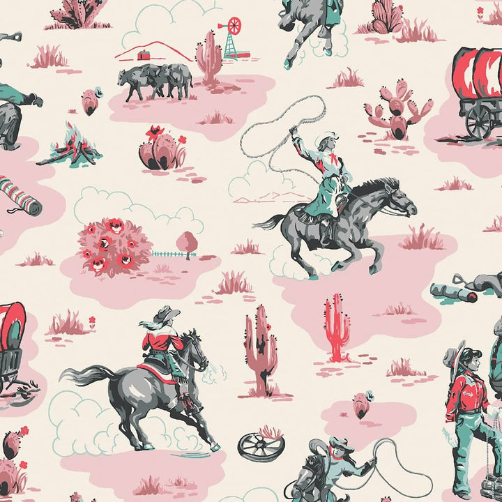 - Cath Kidston Cowgirls Pink Wallpaper - 125534 - Decor Warehouse