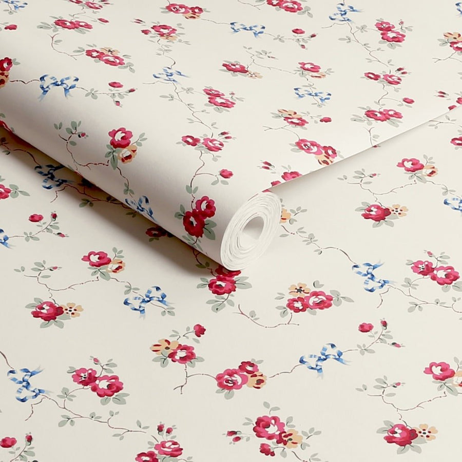 - Cath Kidston Rose & Bows Cream Wallpaper - 125511 - Decor Warehouse