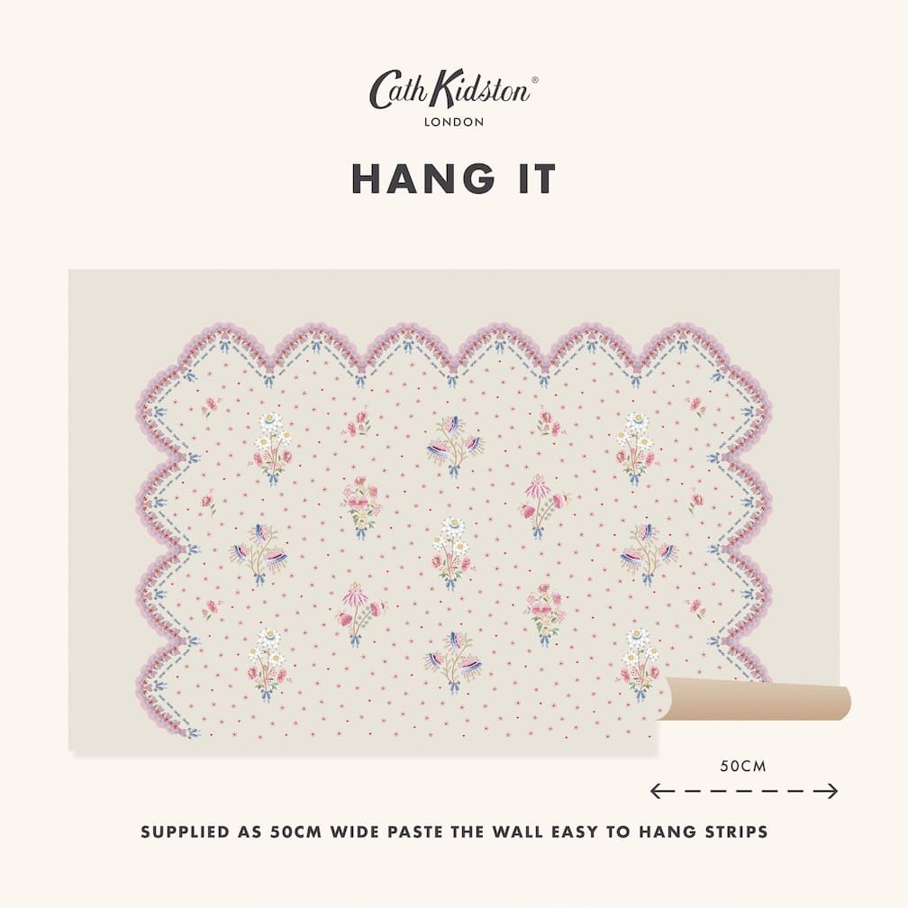 Cath Kidston Stitch In Time Pink Wall Mural - 127799M