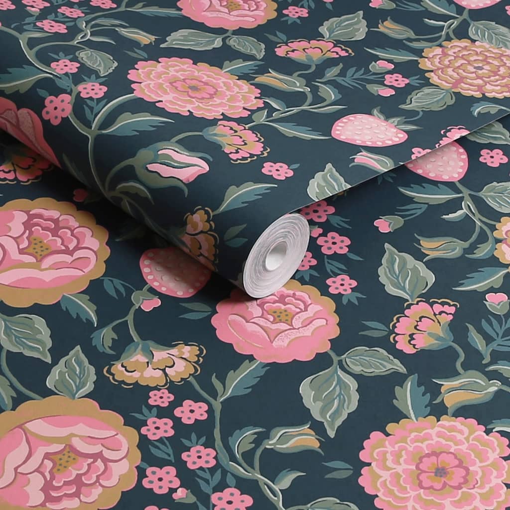- Cath Kidston Strawberry Garden Navy Wallpaper - 125500 - Decor Warehouse