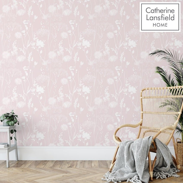 - Catherine Lansfield Meadowsweet Floral Blush Wallpaper - 165582 - Decor Warehouse