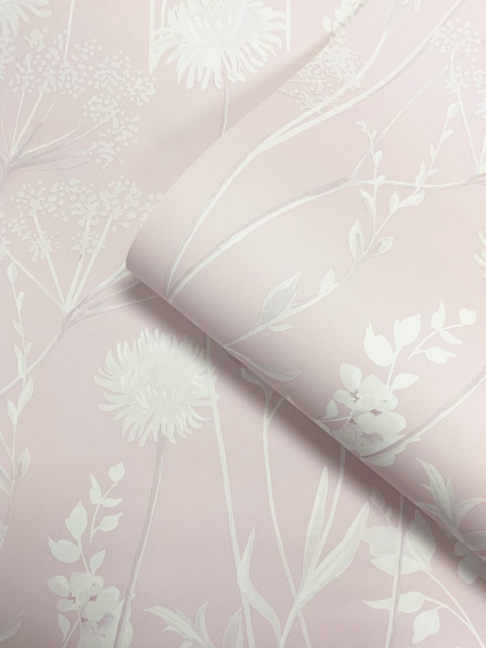 - Catherine Lansfield Meadowsweet Floral Blush Wallpaper - 165582 - Decor Warehouse