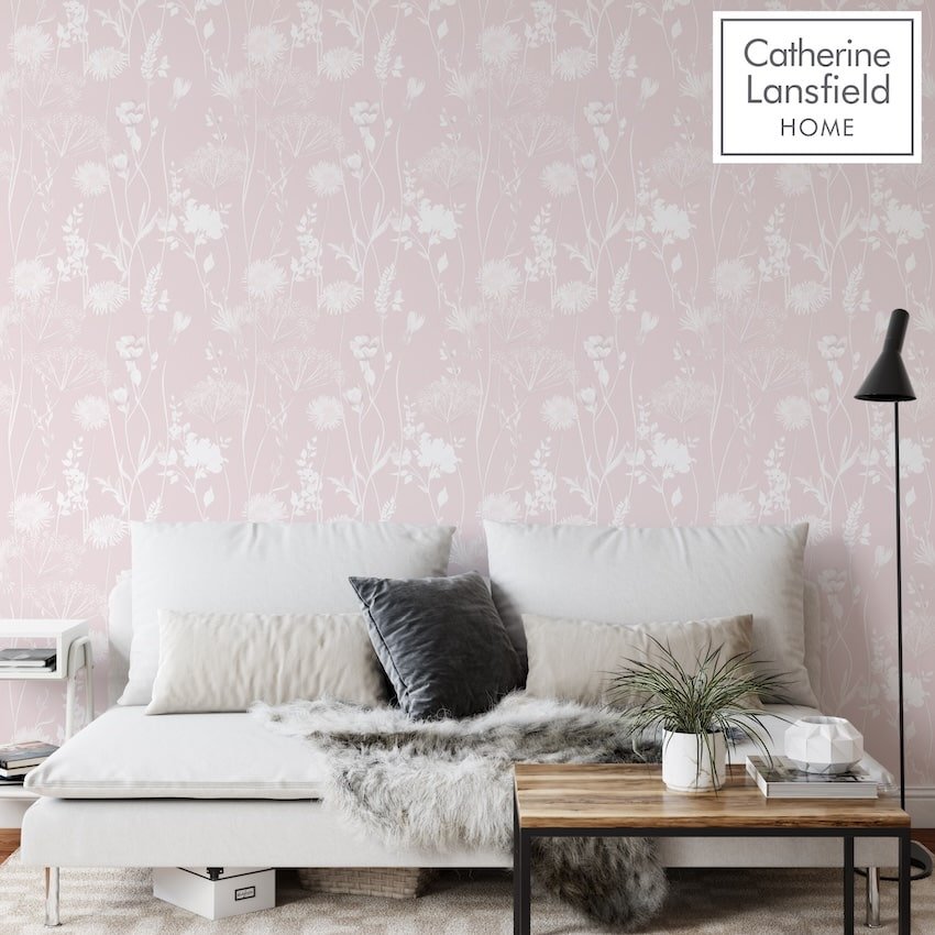 - Catherine Lansfield Meadowsweet Floral Blush Wallpaper - 165582 - Decor Warehouse