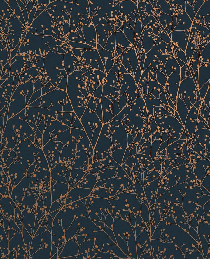 - Clarissa Hulse Gypsophila Midnight & Copper Wallpaper - 120381 - Decor Warehouse