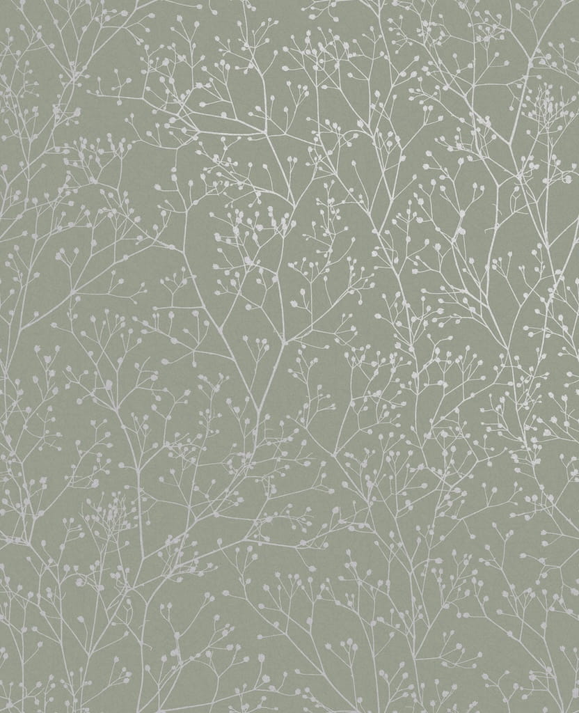 - Clarissa Hulse Gypsophila Spring Green & Silver Wallpaper - 120388 - Decor Warehouse