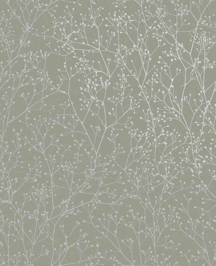 - Clarissa Hulse Gypsophila Spring Green & Silver Wallpaper - 120388 - Decor Warehouse