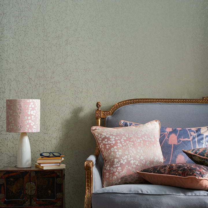 - Clarissa Hulse Gypsophila Spring Green & Silver Wallpaper - 120388 - Decor Warehouse