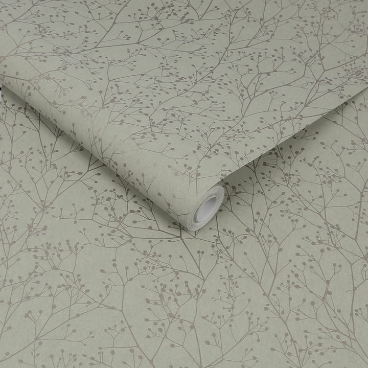 - Clarissa Hulse Gypsophila Spring Green & Silver Wallpaper - 120388 - Decor Warehouse