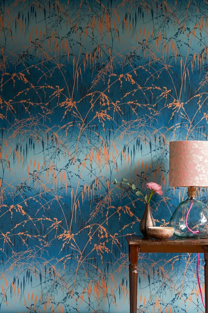 - Clarissa Hulse Meadow Grass French Navy & Copper Wallpaper - 120380 - Decor Warehouse