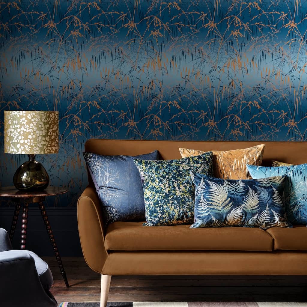 - Clarissa Hulse Meadow Grass French Navy & Copper Wallpaper - 120380 - Decor Warehouse