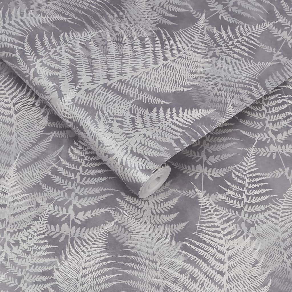- Clarissa Hulse Woodland Fern Pewter Wallpaper - 120368 - Decor Warehouse