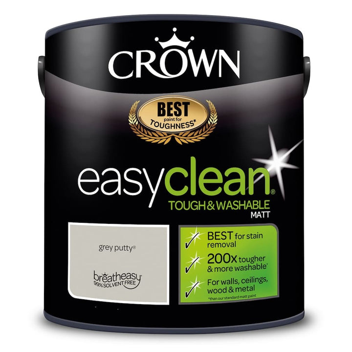 Crown Easyclean Durable Matt Emulsion - Grey Putty 2.5L - CRO5093494