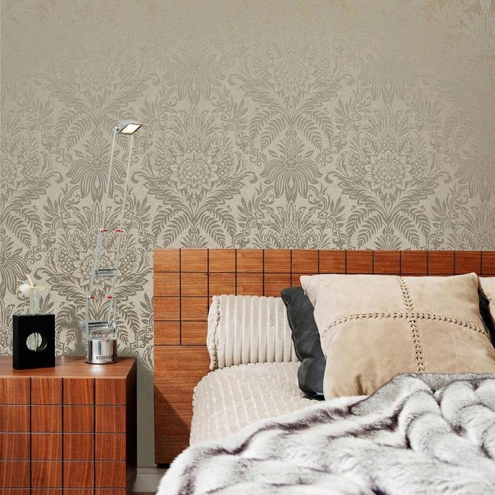 - Crown Signature Beige Damask Wallpaper - M1066 - Decor Warehouse