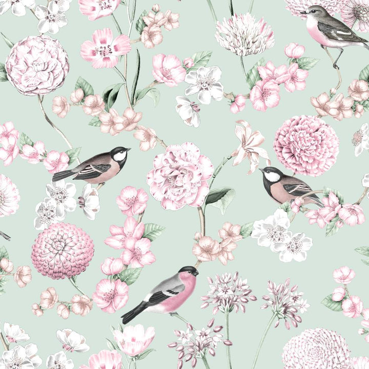 - Debona Limoges Floral Green Birds Wallpaper - 5030 - Decor Warehouse