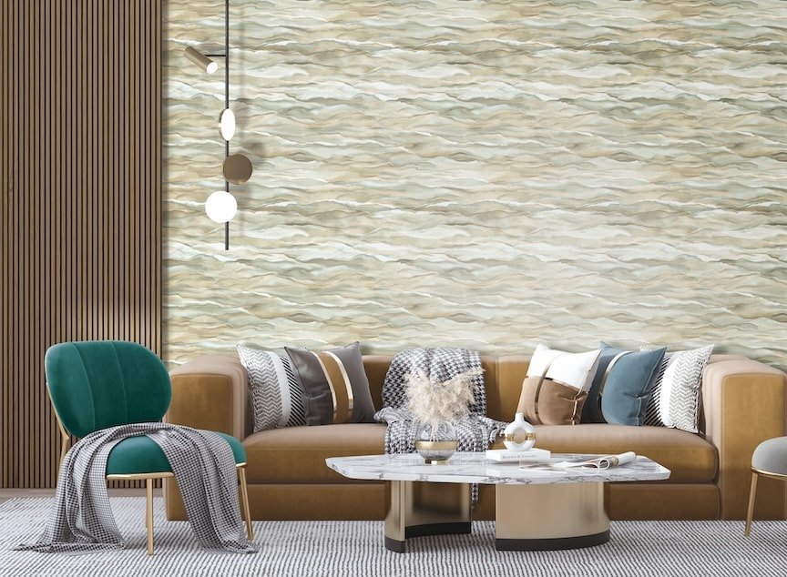 - Design ID Desert Sands Green & Gold Wallpaper - SA524045 - Decor Warehouse