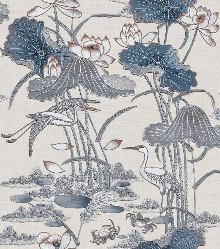 - Design ID Lotus Pond Blue Wallpaper - TP422702 - Decor Warehouse